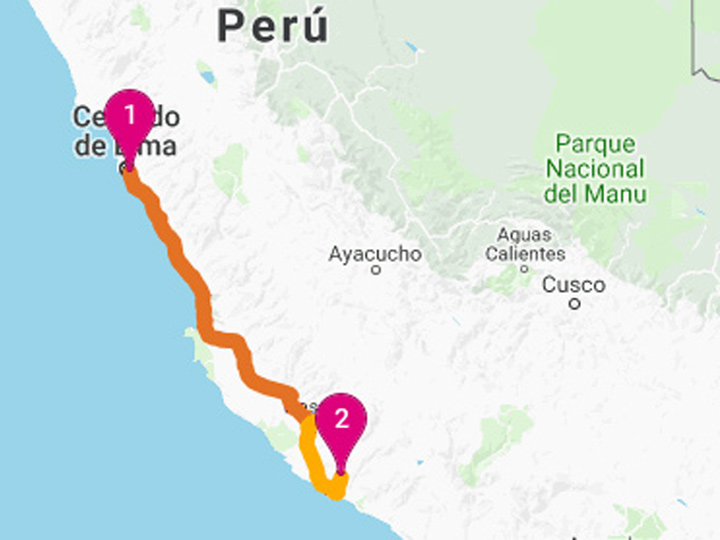 Mapa ruta Lima-Acari